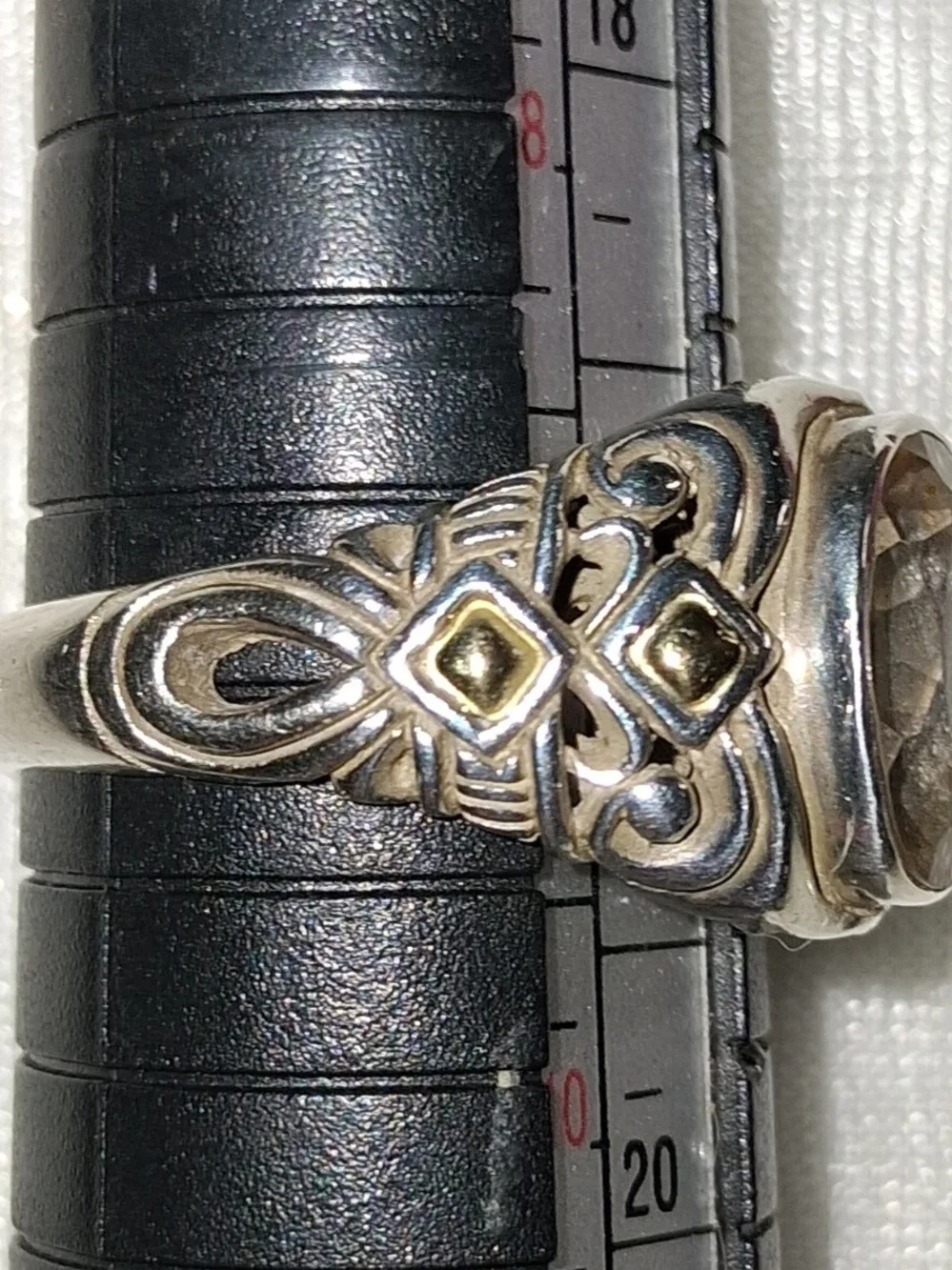 Barbara Bixby Sterling Silver 18k Gold Lemon Quartz Ring Size 9